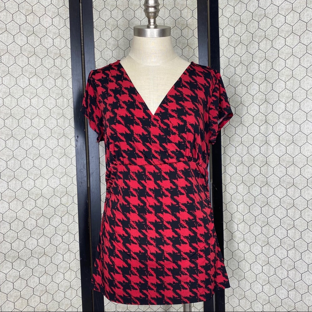Apt. 9 Faux Wrap Houndstooth Print Top